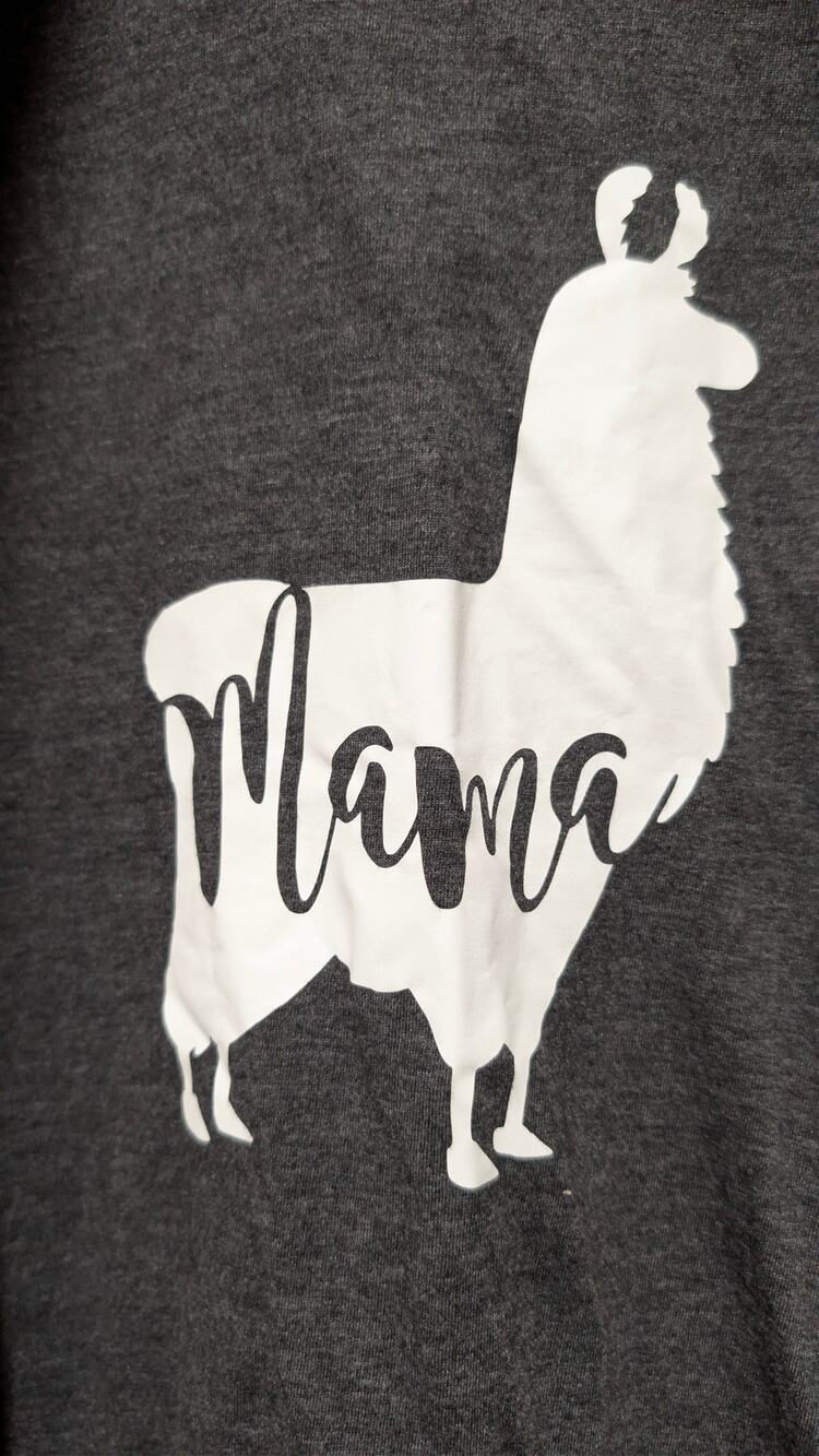 Handmade heather gray mama lama shirt